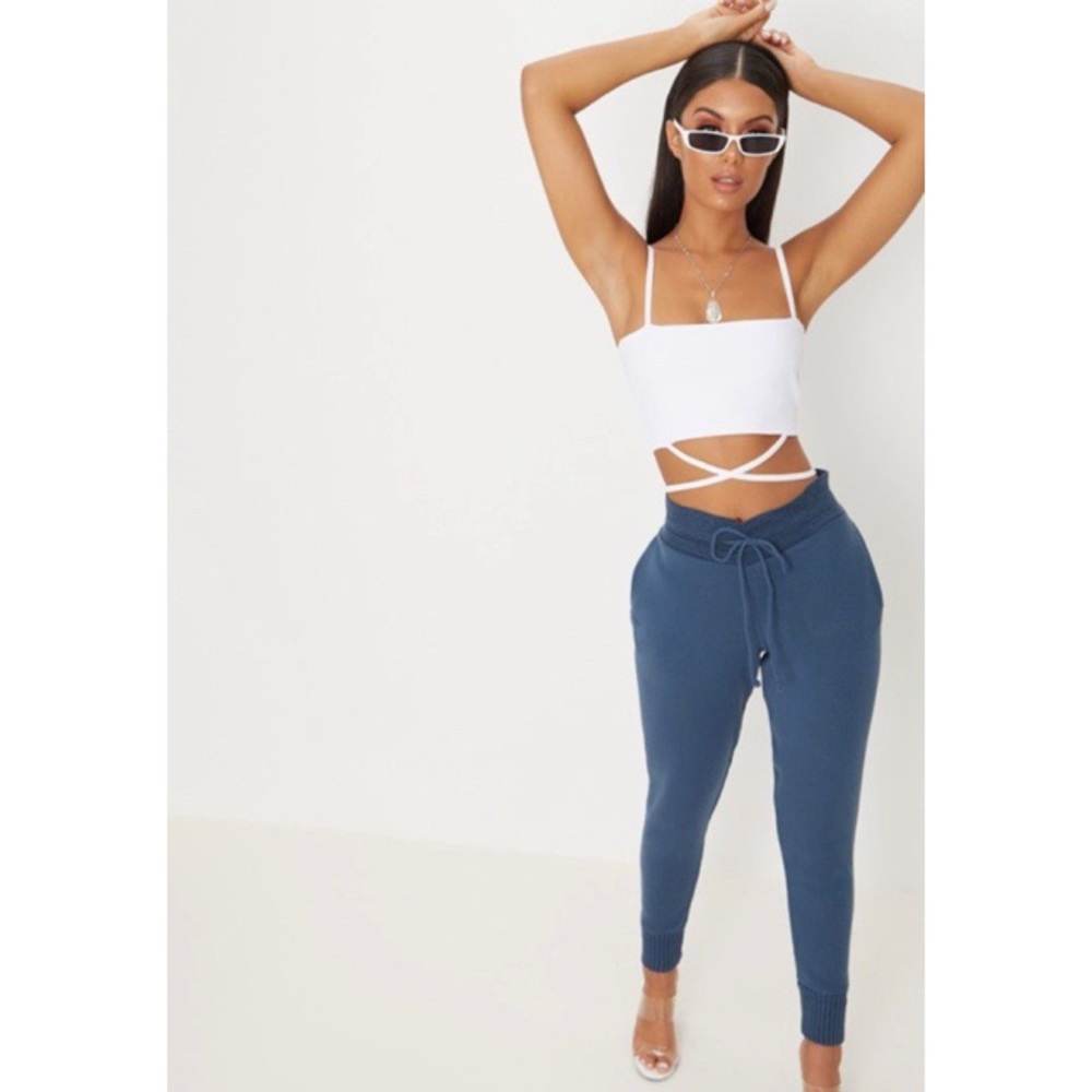 White Rose Strap Crop Top